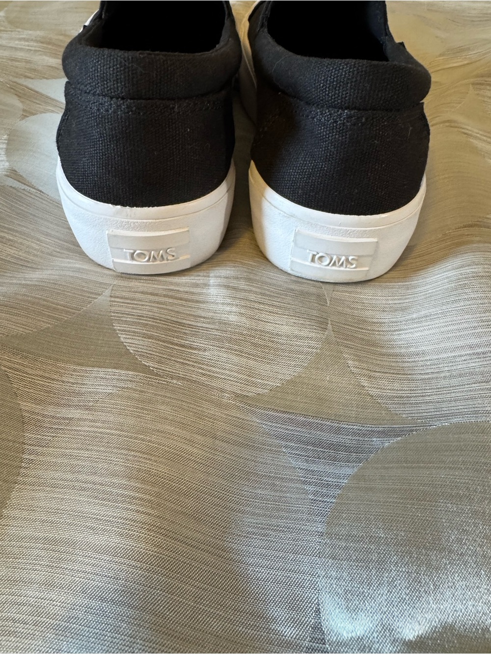 Toms Black Platform Slip-On Sneakers with White Soles - Picture 5 of 5
